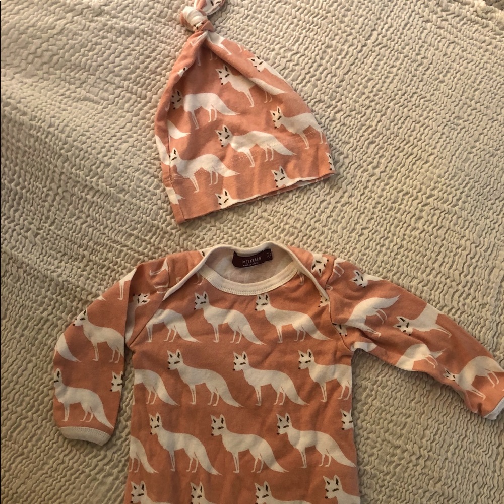 Brand NEW Milkbarn onesie and hat set